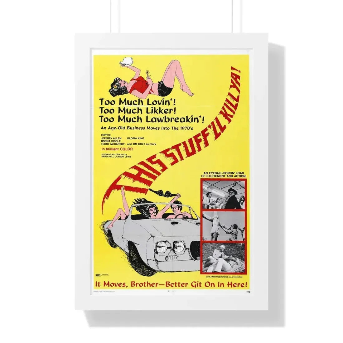 THIS STUFF'LL KILL YA! 1971 - Framed Movie Poster 16″ x 24″ White - The Sticker Space