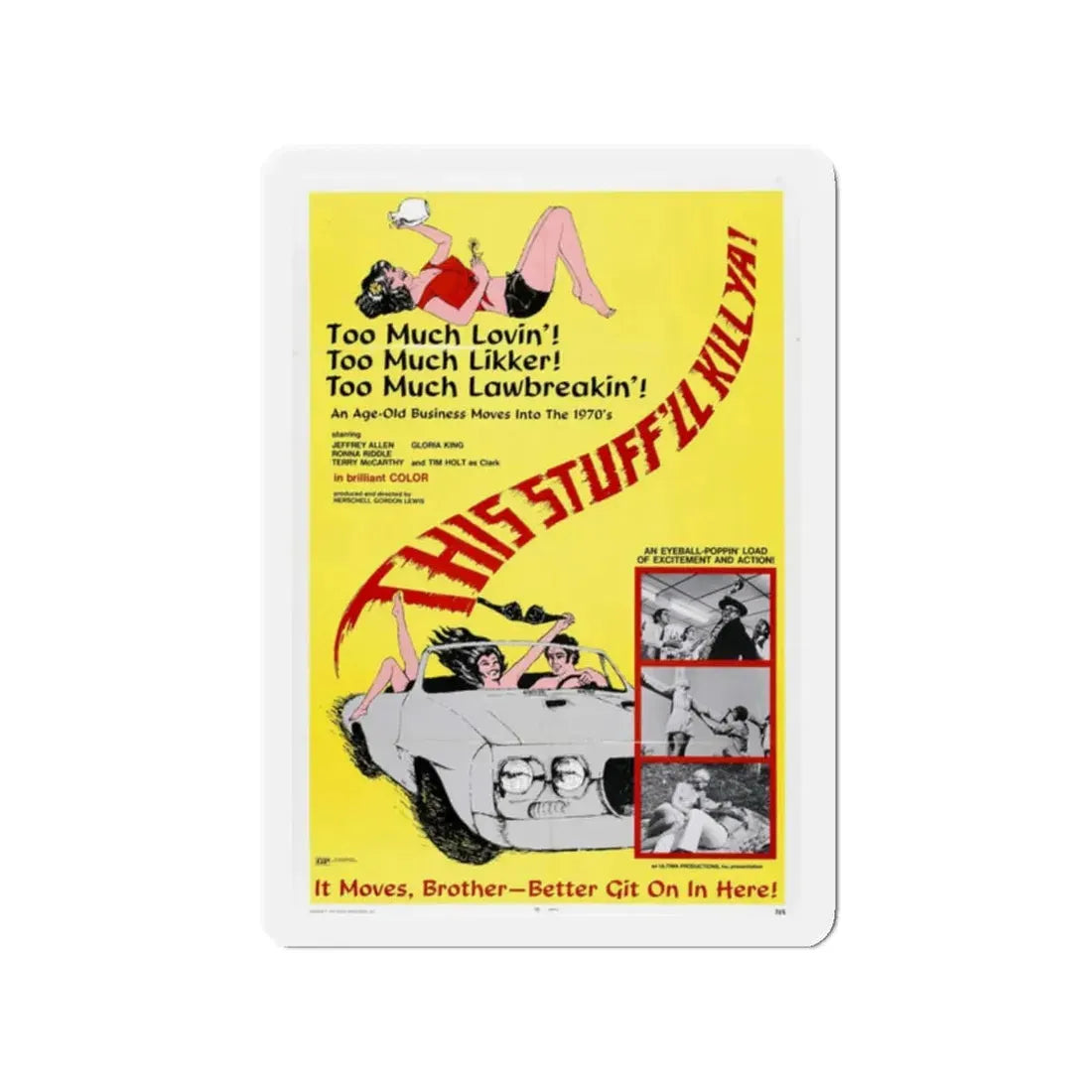 THIS STUFF'LL KILL YA! 1971 Movie Poster - Refrigerator Magnet 2 Inch Die-Cut - The Sticker Space