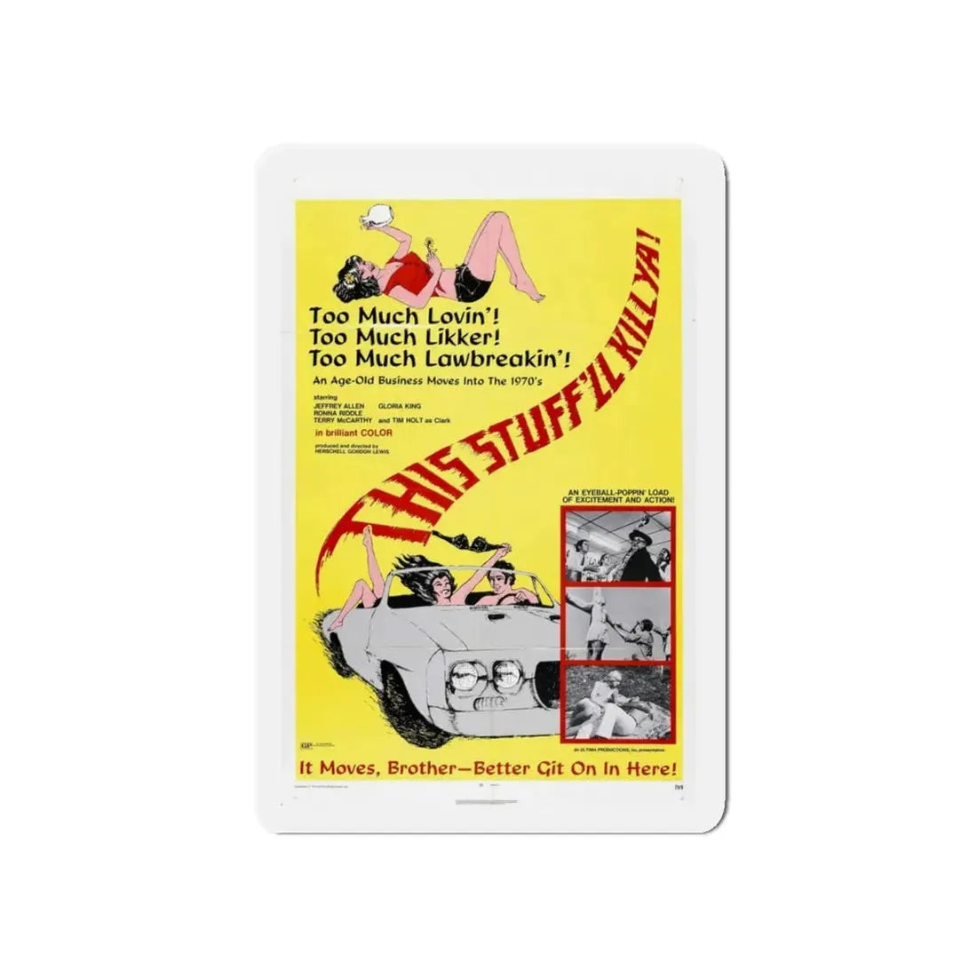 THIS STUFF'LL KILL YA! 1971 Movie Poster - Refrigerator Magnet 5 Inch Die-Cut - The Sticker Space