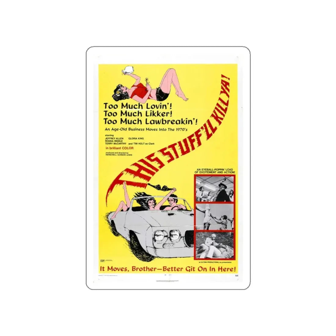 THIS STUFF'LL KILL YA! 1971 Movie Poster STICKER Vinyl Die-Cut Decal 3 Inch - The Sticker Space