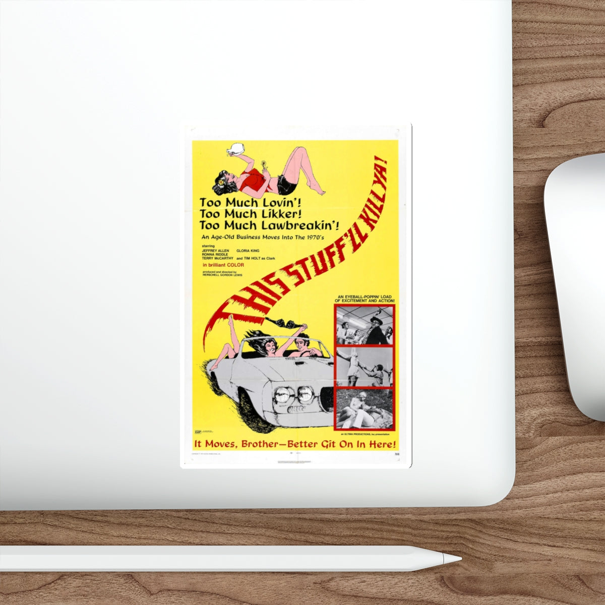 THIS STUFF'LL KILL YA! 1971 Movie Poster STICKER Vinyl Die-Cut Decal-The Sticker Space