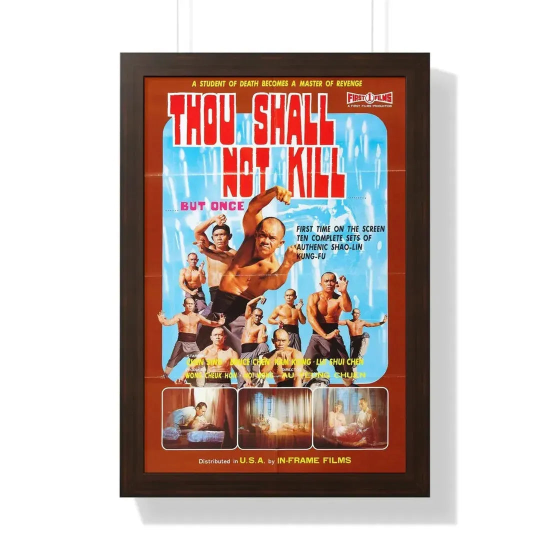 THOU SHALL NOT KILL BUT ONCE 1975 - Framed Movie Poster 16″ x 24″ Walnut - The Sticker Space