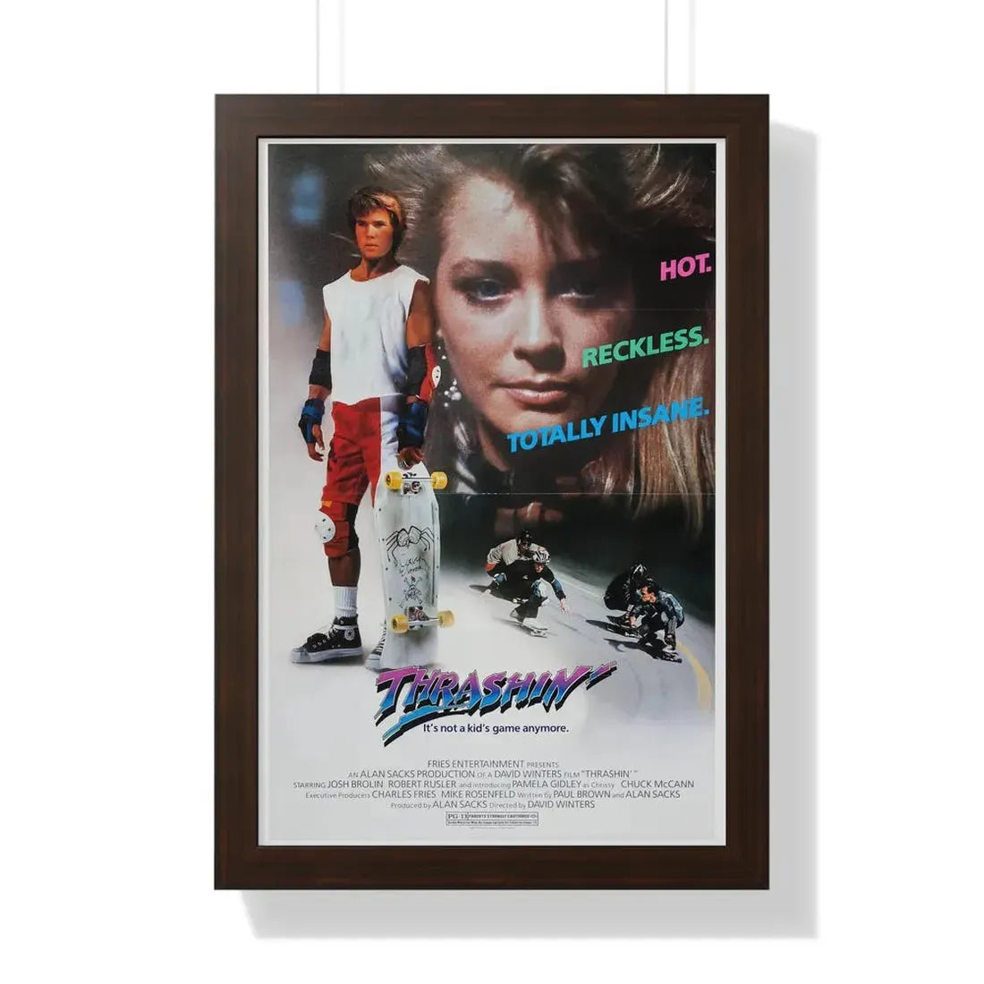 THRASHIN' 1986 - Framed Movie Poster 16″ x 24″ Walnut - The Sticker Space