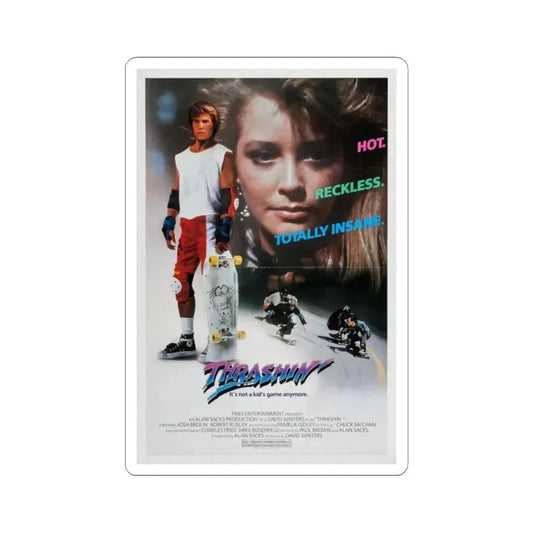 THRASHIN' 1986 Movie Poster - STICKER Vinyl Kiss-Cut Decal 2 Inch White - The Sticker Space
