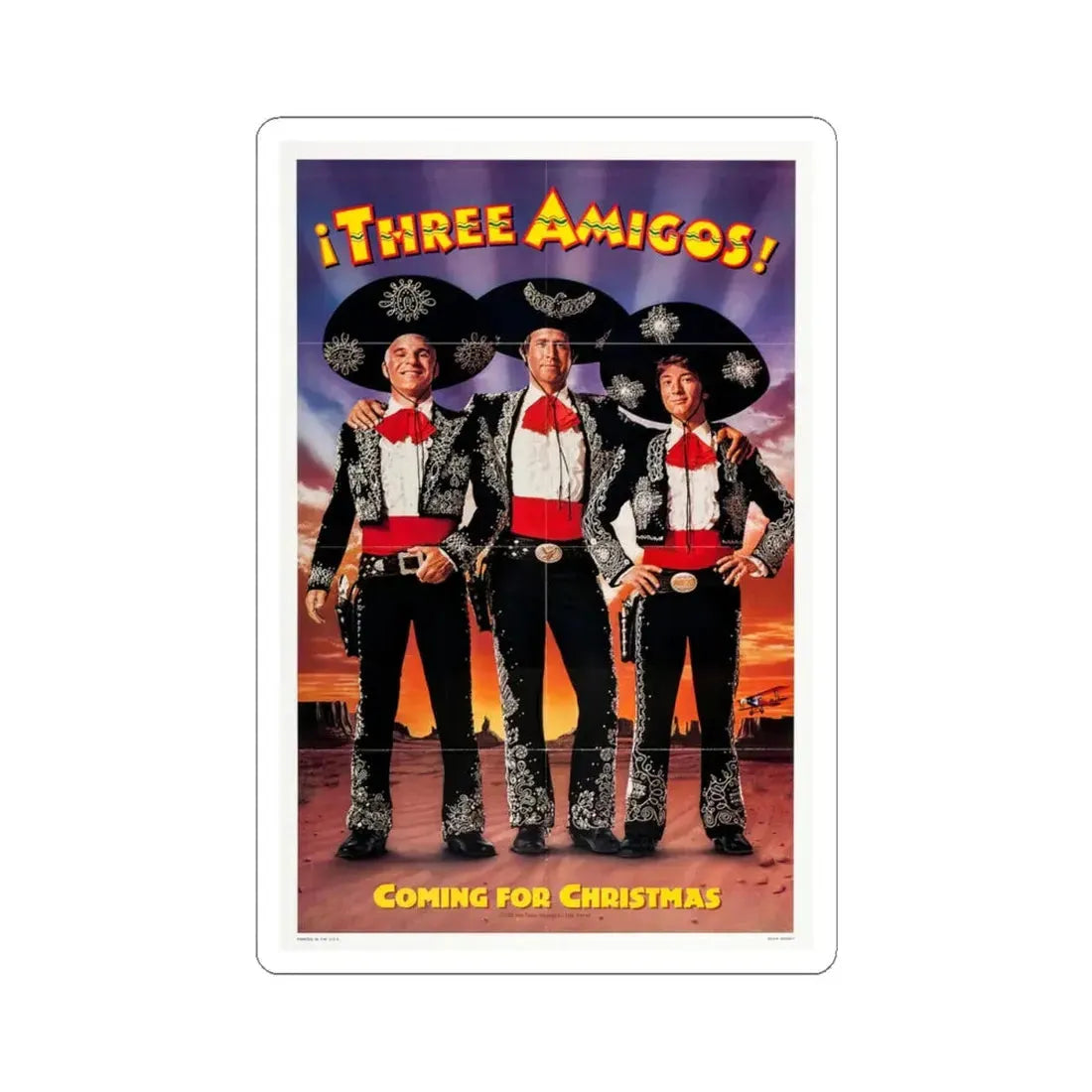 Three Amigos 1986 Movie Poster - STICKER Vinyl Kiss-Cut Decal 4 Inch White - The Sticker Space