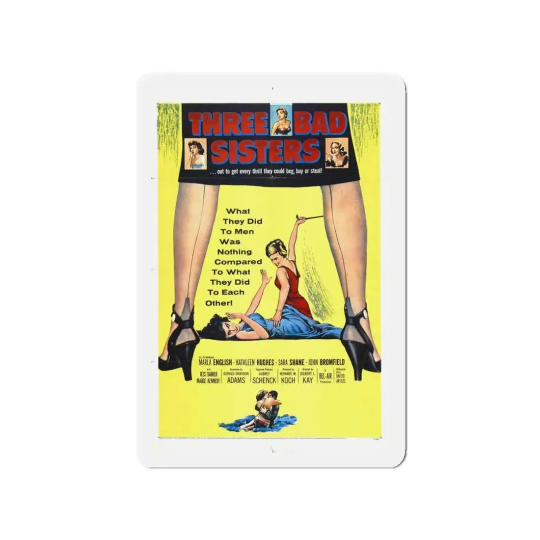 THREE BAD SISTERS 1956 Movie Poster - Refrigerator Magnet 3 Inch - The Sticker Space