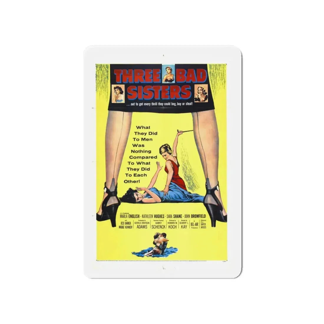 THREE BAD SISTERS 1956 Movie Poster - Refrigerator Magnet 4 Inch - The Sticker Space
