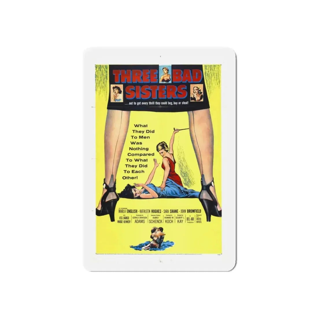 THREE BAD SISTERS 1956 Movie Poster - Refrigerator Magnet 5 Inch - The Sticker Space