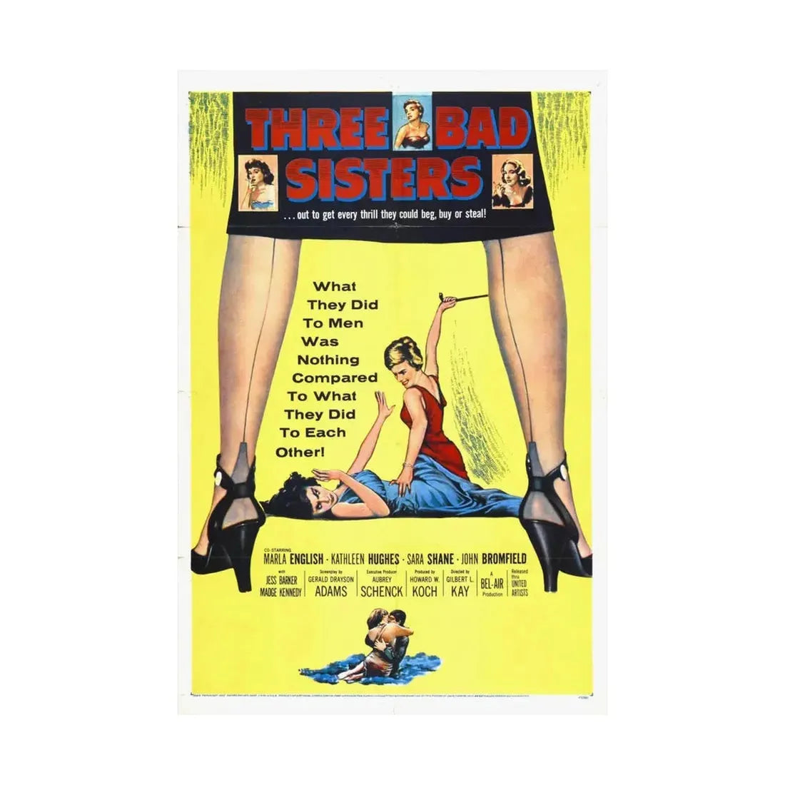 THREE BAD SISTERS 1956 - Paper Movie Poster - The Sticker Space