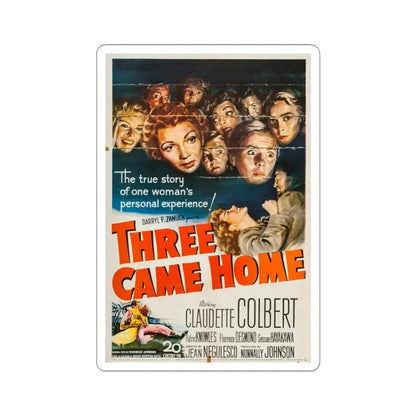 Three Came Home 1950 Movie Poster - STICKER Vinyl Kiss-Cut Decal 3 Inch White - The Sticker Space