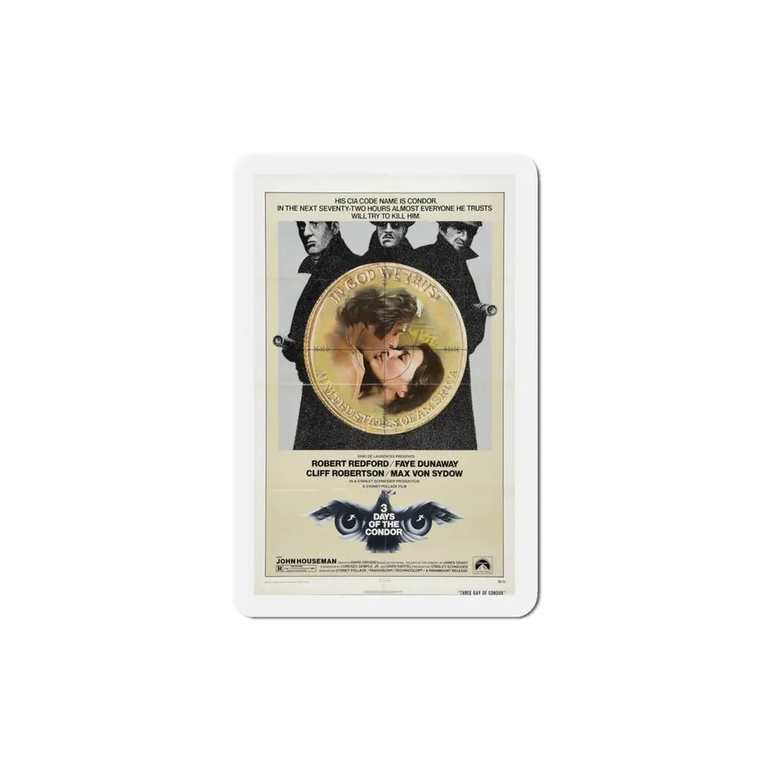 Three Days of the Condor 1975 Movie Poster Refrigerator Magnet 4 Inch - The Sticker Space