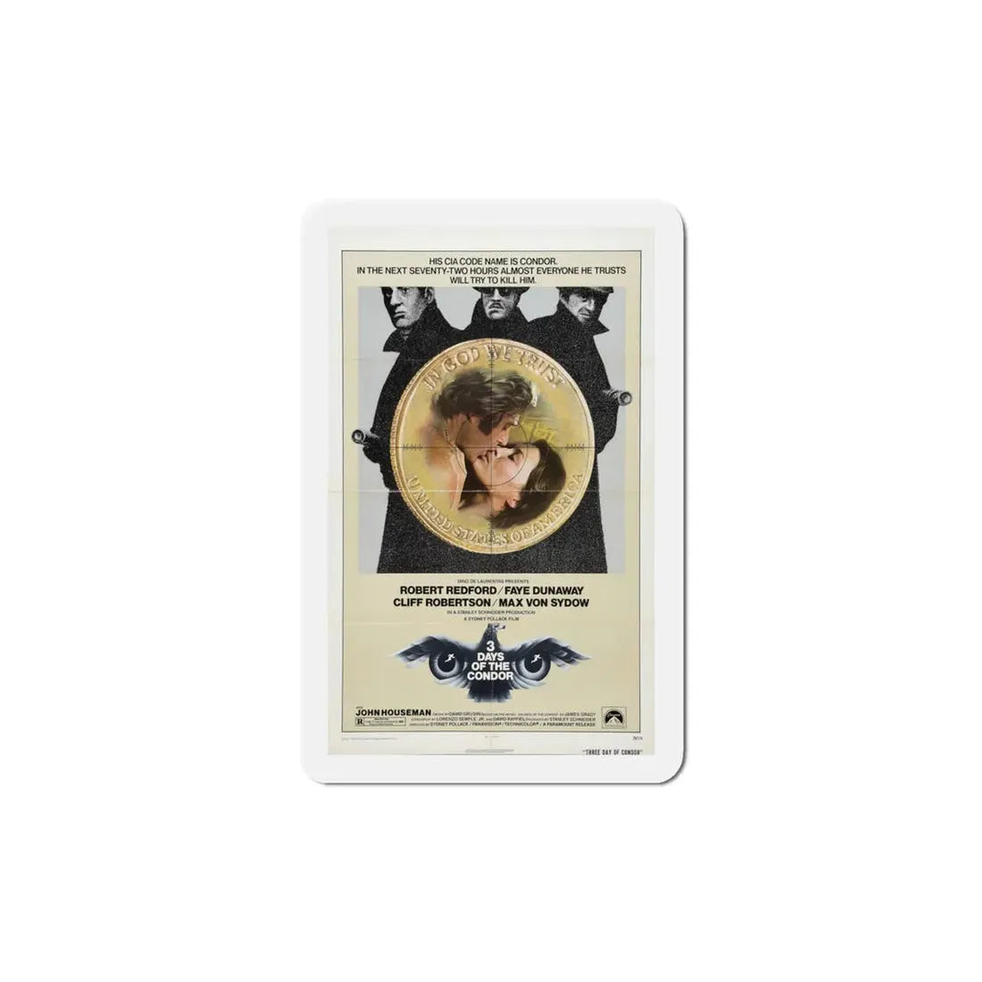 Three Days of the Condor 1975 Movie Poster Refrigerator Magnet 5 Inch - The Sticker Space