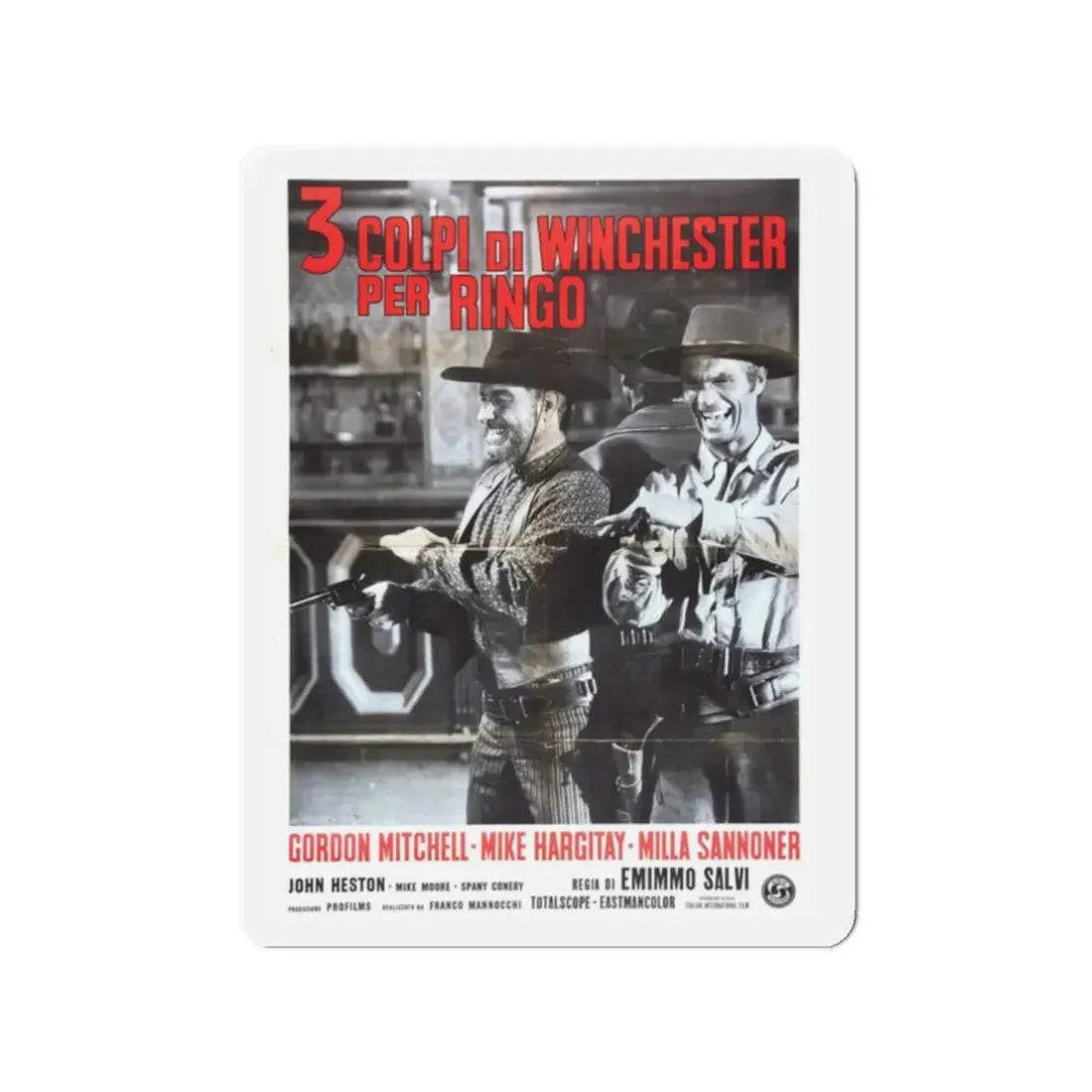 THREE GRAVES FOR A WINCHESTER 1966 Movie Poster - Refrigerator Magnet 2 Inch Die-Cut - The Sticker Space