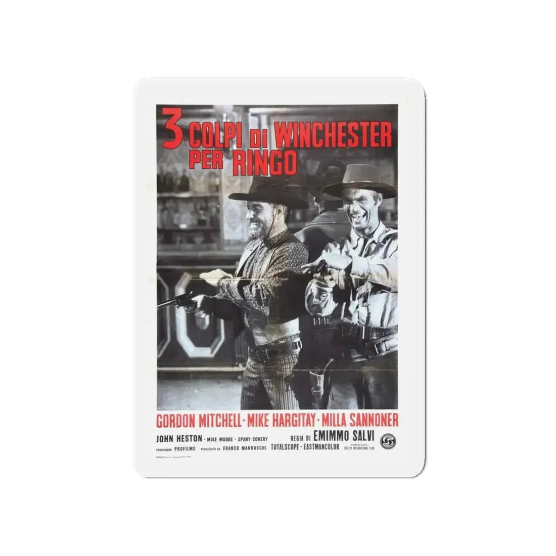 THREE GRAVES FOR A WINCHESTER 1966 Movie Poster - Refrigerator Magnet 4 Inch Die-Cut - The Sticker Space