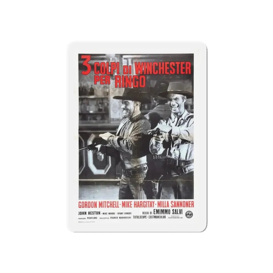 THREE GRAVES FOR A WINCHESTER 1966 Movie Poster - Refrigerator Magnet 6 Inch Die-Cut - The Sticker Space