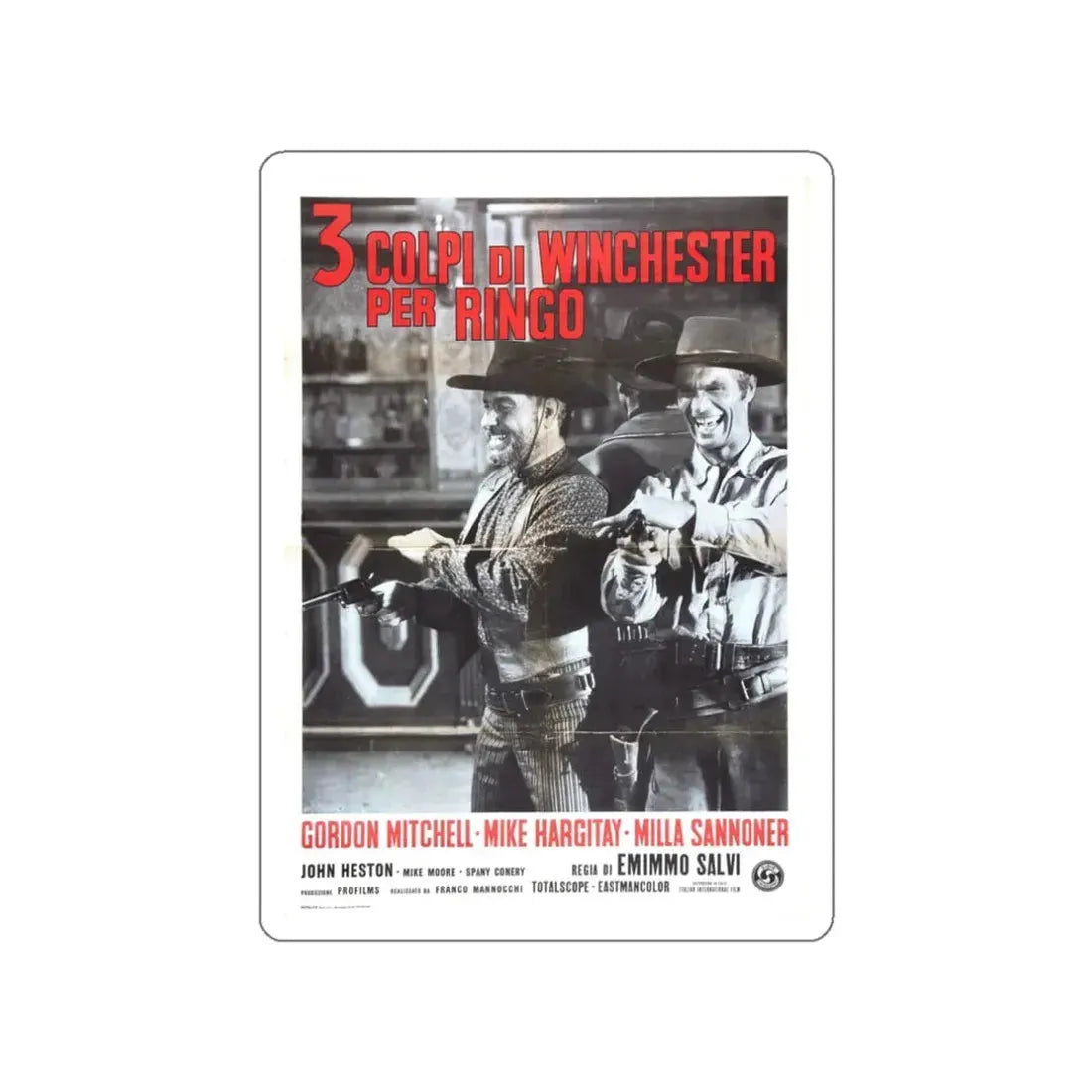 THREE GRAVES FOR A WINCHESTER 1966 Movie Poster STICKER Vinyl Die-Cut Decal 3 Inch - The Sticker Space