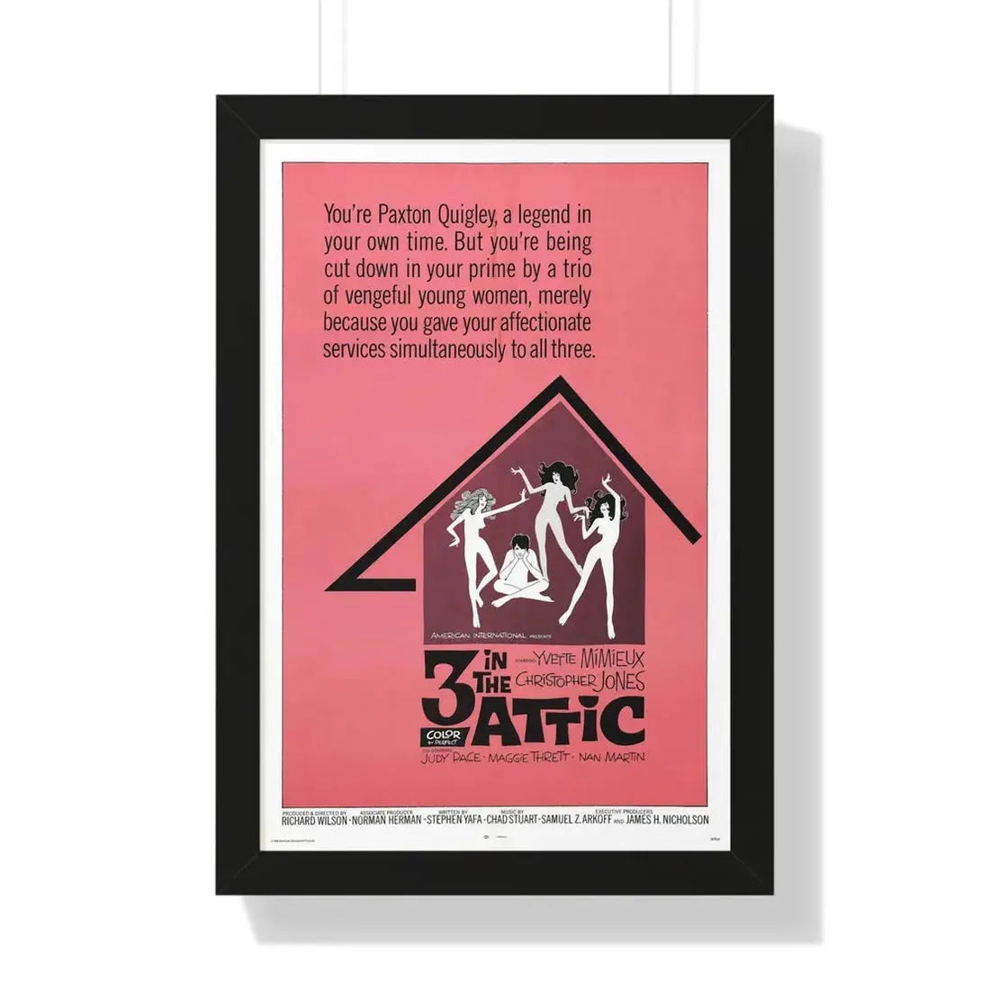 THREE IN THE ATTIC 1968 - Framed Movie Poster 16″ x 24″ Black - The Sticker Space