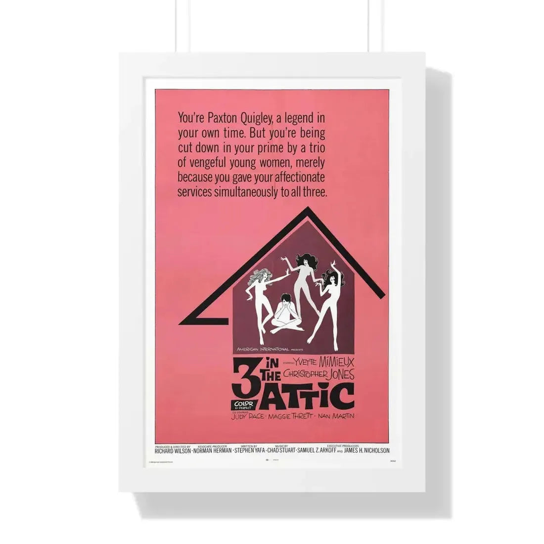 THREE IN THE ATTIC 1968 - Framed Movie Poster 16″ x 24″ White - The Sticker Space