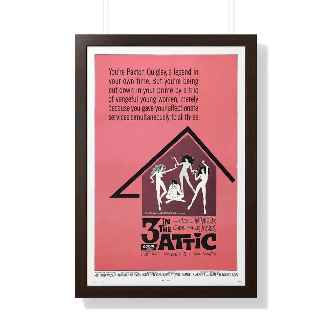 THREE IN THE ATTIC 1968 - Framed Movie Poster 20" x 30" Walnut - The Sticker Space