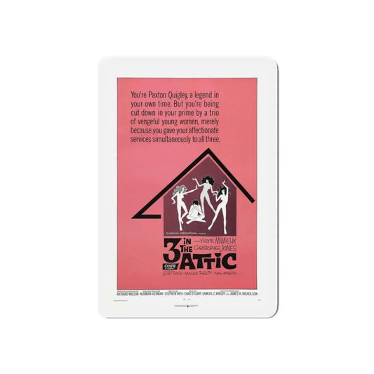 THREE IN THE ATTIC 1968 Movie Poster - Refrigerator Magnet 6 Inch Die-Cut - The Sticker Space