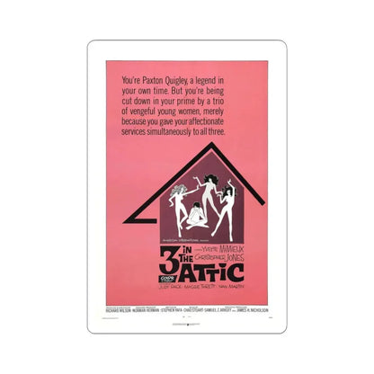 THREE IN THE ATTIC 1968 Movie Poster - STICKER Vinyl Kiss-Cut Decal 3 Inch White - The Sticker Space