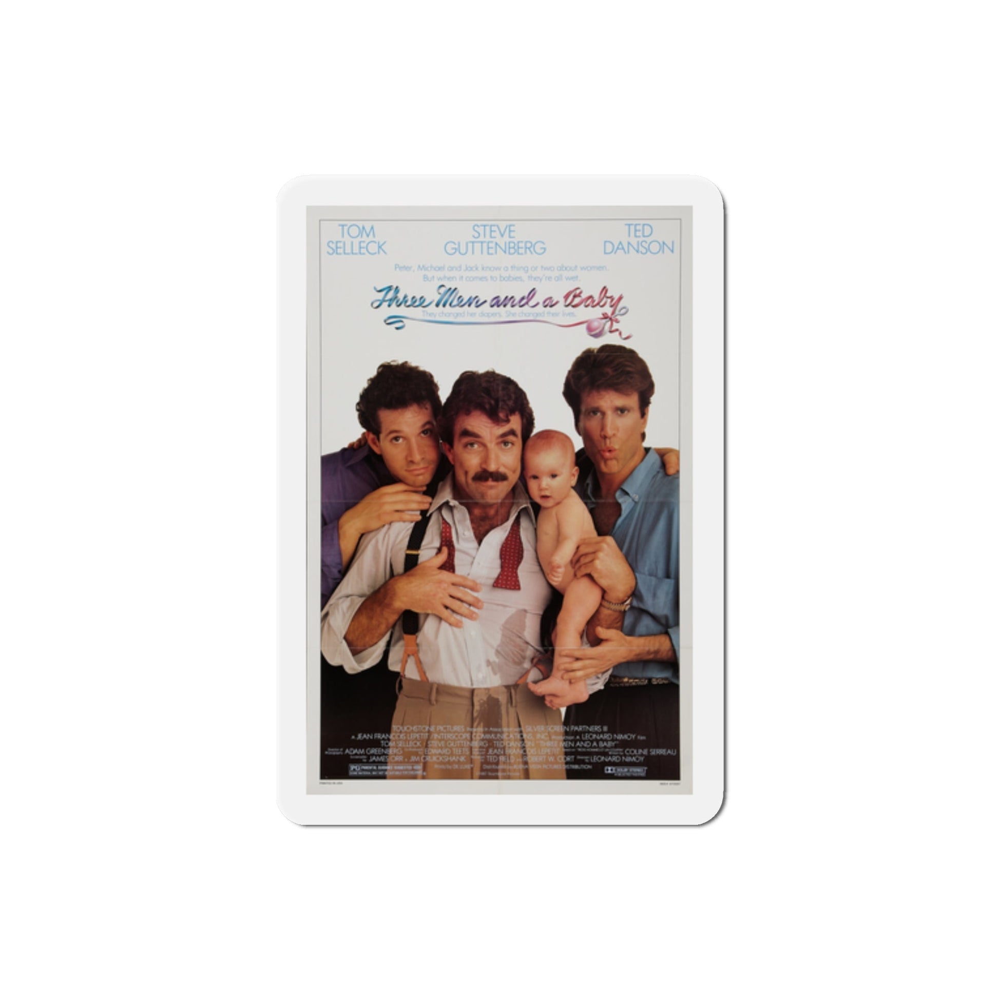 Three Men and a Baby 1987 Movie Poster Die-Cut Magnet-2" x 2"-The Sticker Space