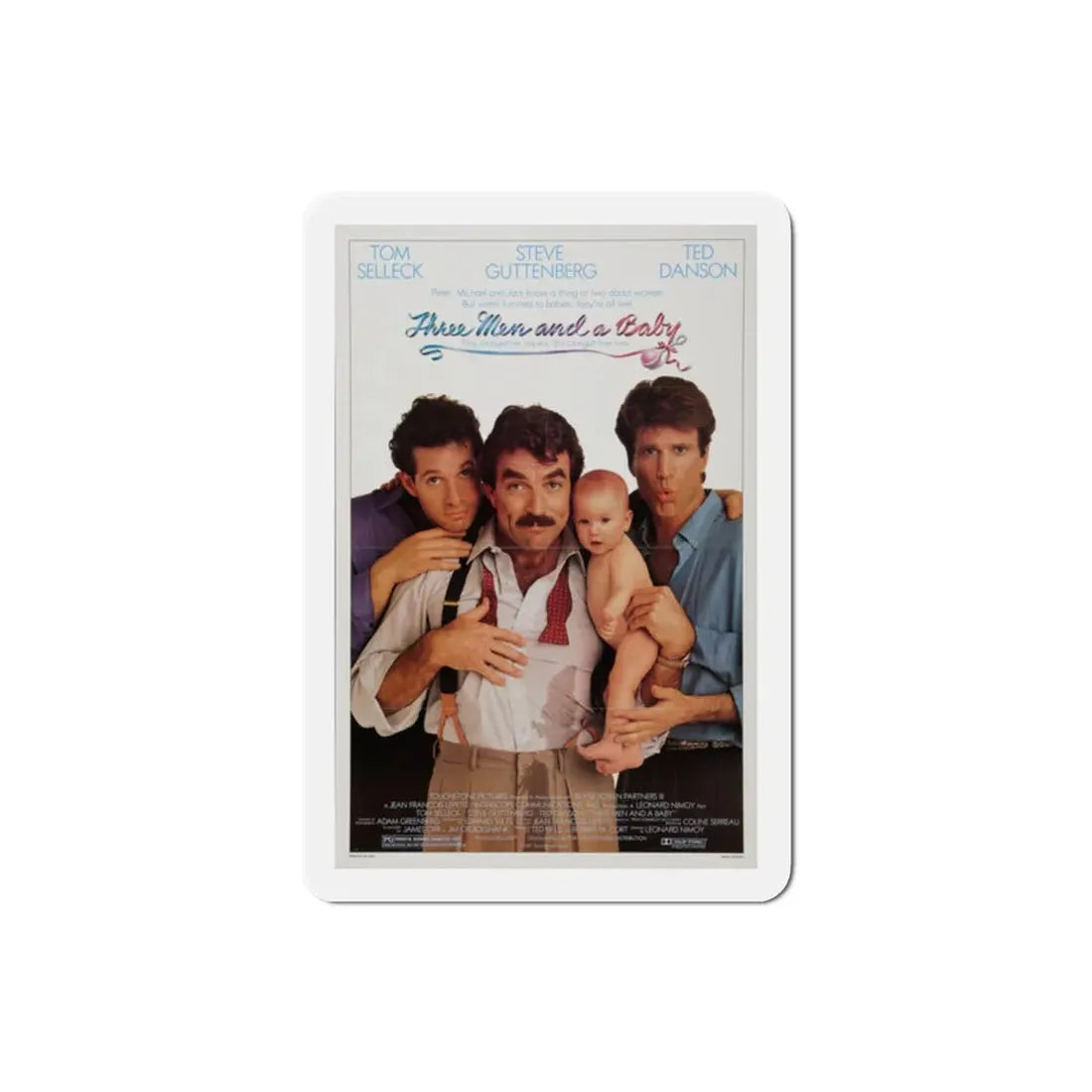 Three Men and a Baby 1987 Movie Poster Refrigerator Magnet 2 Inch - The Sticker Space