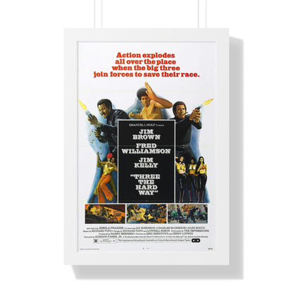 THREE THE HARD WAY 1974 - Framed Movie Poster-16″ x 24″-The Sticker Space