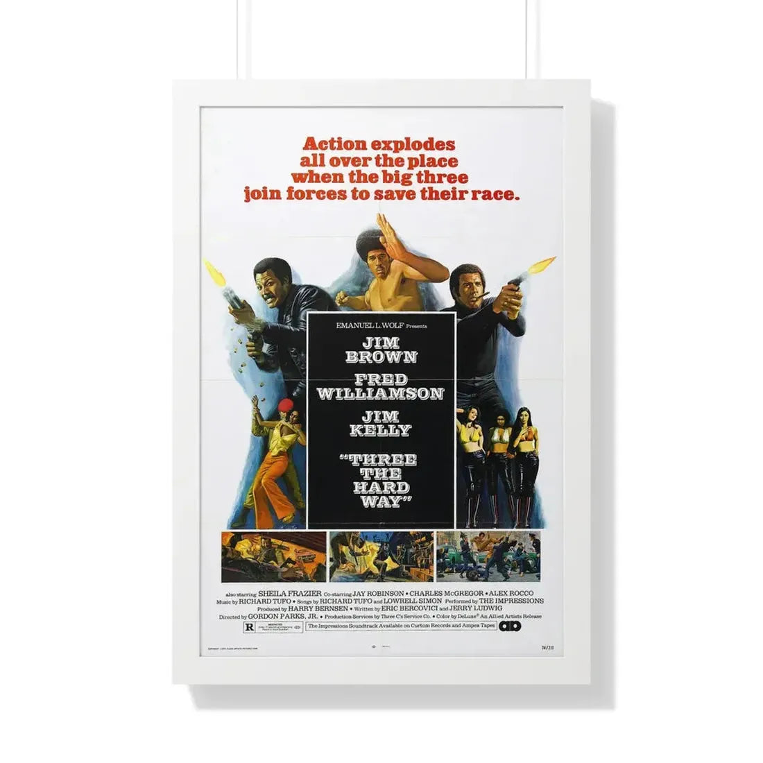 THREE THE HARD WAY 1974 - Framed Movie Poster 20" x 30" White - The Sticker Space
