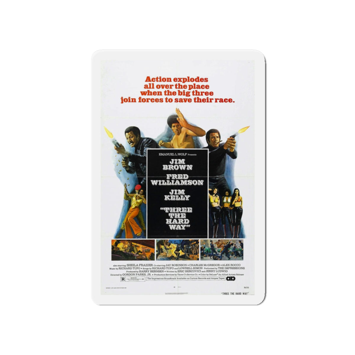 THREE THE HARD WAY 1974 Movie Poster - Refrigerator Magnet