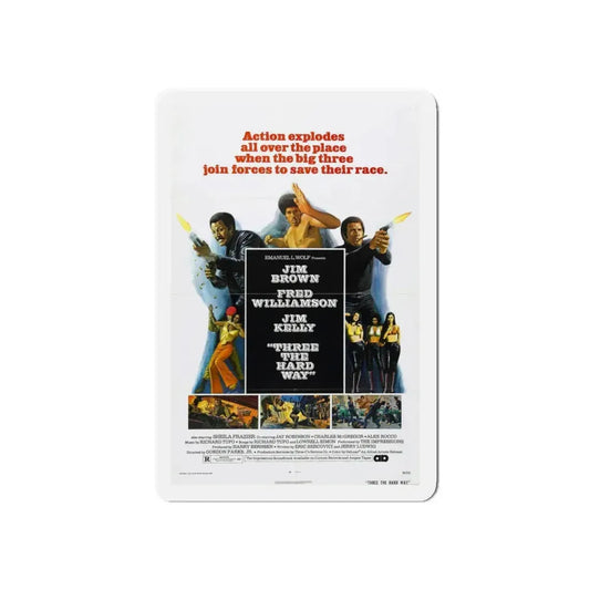 THREE THE HARD WAY 1974 Movie Poster - Refrigerator Magnet 6 Inch Die-Cut - The Sticker Space