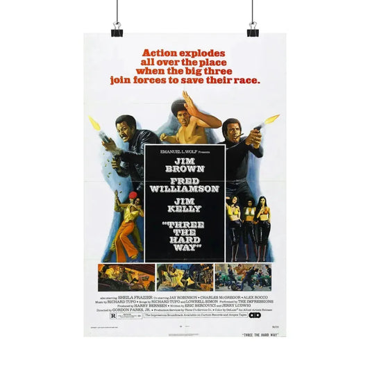 THREE THE HARD WAY 1974 - Paper Movie Poster 12″ x 18″ Matte - The Sticker Space