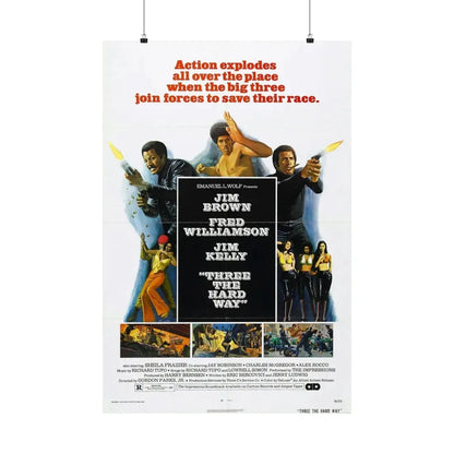 THREE THE HARD WAY 1974 - Paper Movie Poster 24″ x 36″ Matte - The Sticker Space