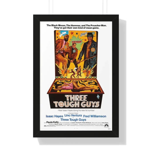THREE TOUGH GUYS 1974 - Framed Movie Poster 16″ x 24″ Black - The Sticker Space