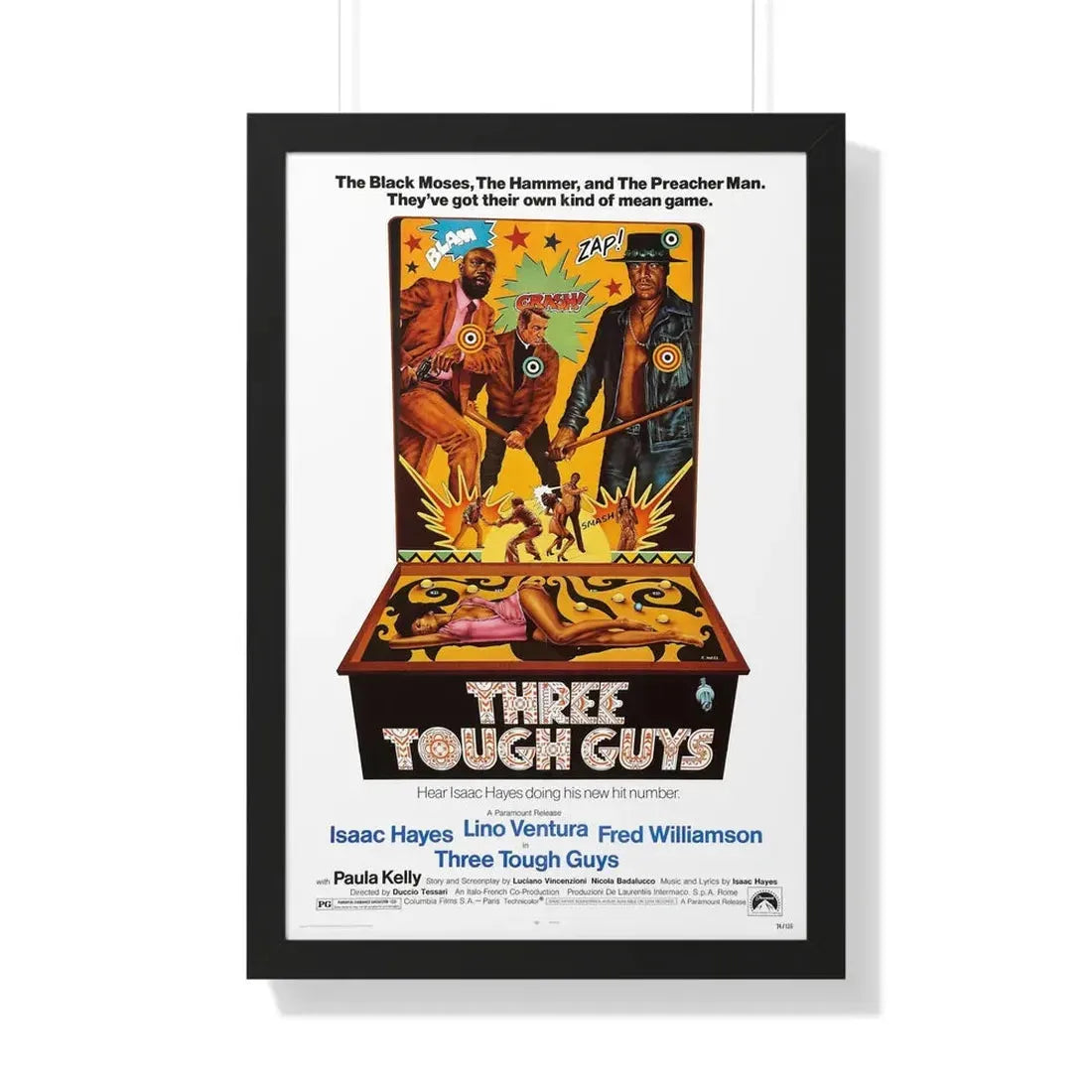 THREE TOUGH GUYS 1974 - Framed Movie Poster 20" x 30" Black - The Sticker Space