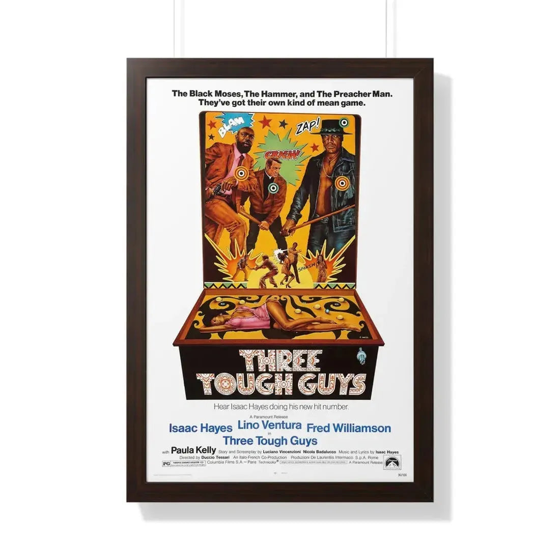 THREE TOUGH GUYS 1974 - Framed Movie Poster 20" x 30" Walnut - The Sticker Space