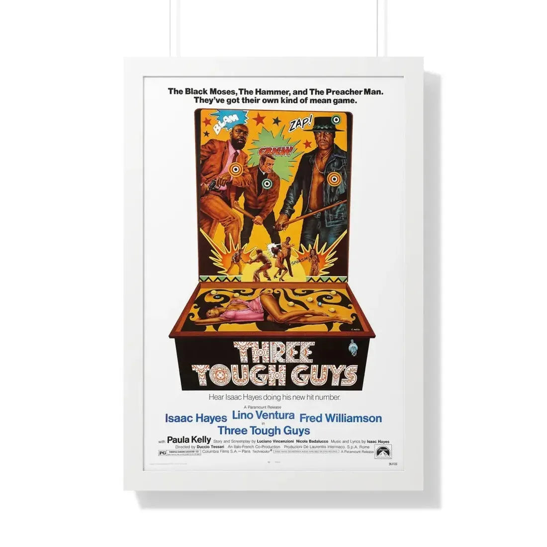 THREE TOUGH GUYS 1974 - Framed Movie Poster 20" x 30" White - The Sticker Space
