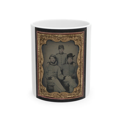 Three Unidentified Soldiers In Confederate Artillerymen Uniforms (U.S. Civil War) White Coffee Mug-11oz-The Sticker Space