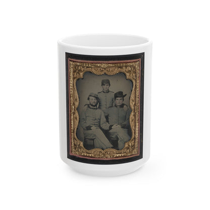 Three Unidentified Soldiers In Confederate Artillerymen Uniforms (U.S. Civil War) White Coffee Mug-15oz-The Sticker Space