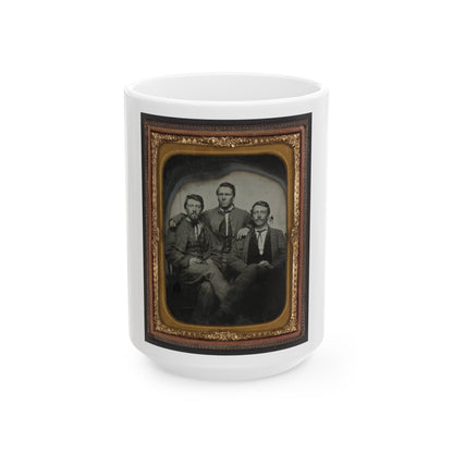 Three Unidentified Soldiers In Confederate Uniforms (1) (U.S. Civil War) White Coffee Mug-15oz-The Sticker Space