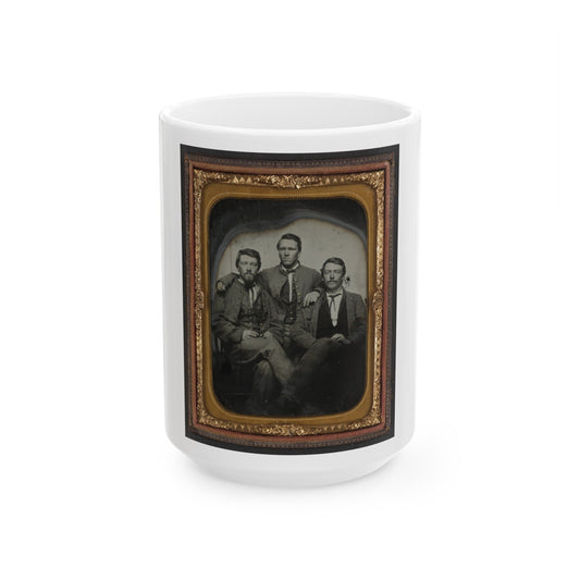 Three Unidentified Soldiers In Confederate Uniforms (1) (U.S. Civil War) White Coffee Mug-15oz-The Sticker Space