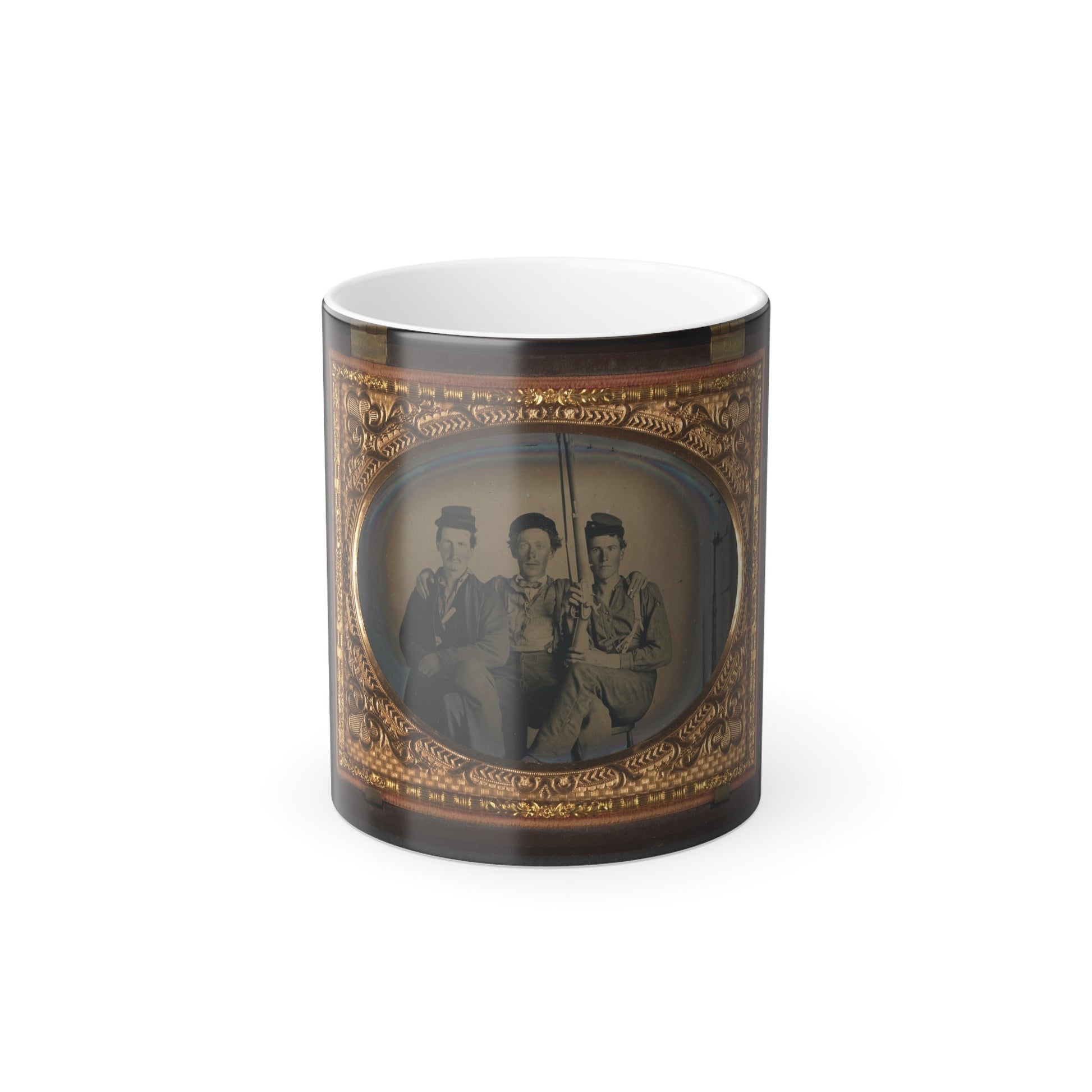 Three Unidentified Soldiers in Forage Caps With Musket, Probably Union Uniforms (U.S. Civil War) Color Morphing Mug 11oz-11oz-The Sticker Space