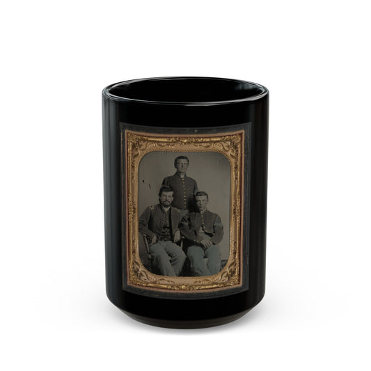 Three Unidentified Soldiers In Union 1st Lieutenant, 1st Sergeant, And Master Sergeant Uniforms (U.S. Civil War) Black Coffee Mug-15oz-The Sticker Space