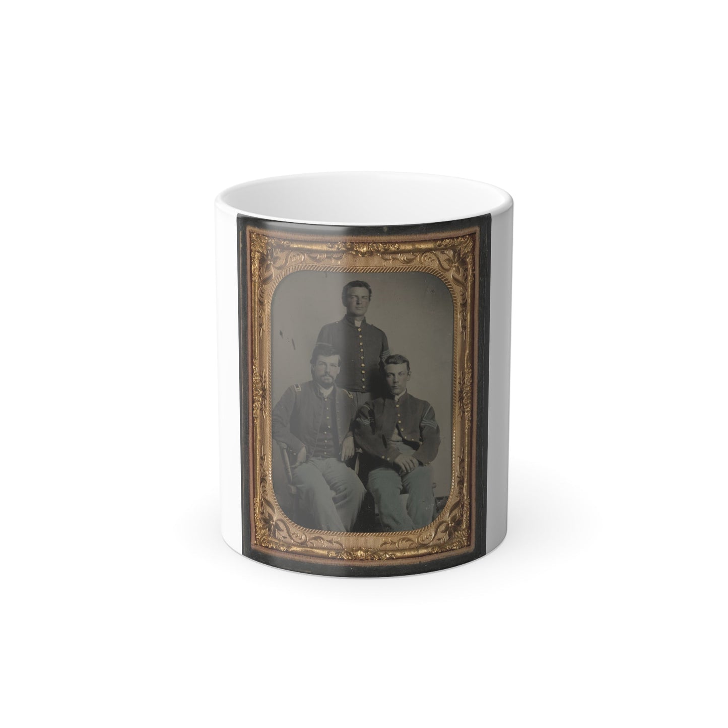 Three Unidentified Soldiers in Union 1St Lieutenant, 1St Sergeant, and Master Sergeant Uniforms (U.S. Civil War) Color Morphing Mug 11oz-11oz-The Sticker Space