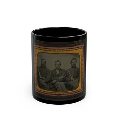 Three Unidentified Soldiers In Union Uniform With Swords And Revolver (U.S. Civil War) Black Coffee Mug-11oz-The Sticker Space