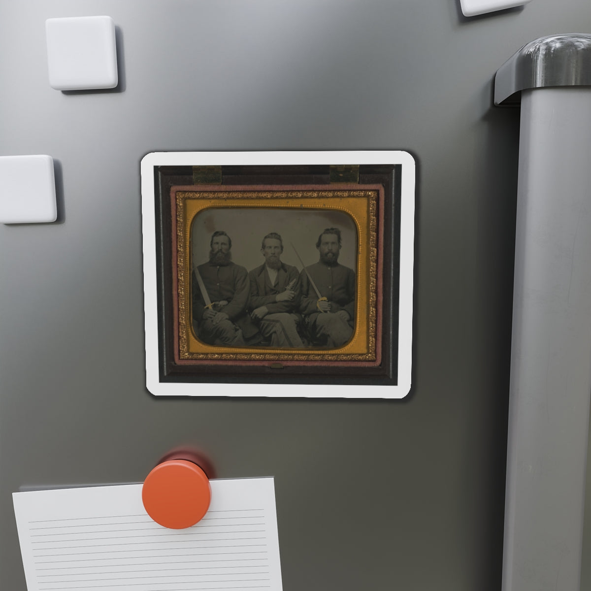 Three Unidentified Soldiers In Union Uniform With Swords And Revolver (U.S. Civil War) Refrigerator Magnet-The Sticker Space