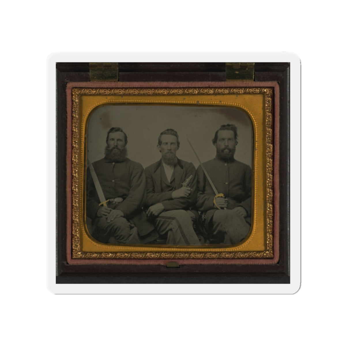 Three Unidentified Soldiers In Union Uniform With Swords And Revolver (U.S. Civil War) Refrigerator Magnet-2" x 2"-The Sticker Space