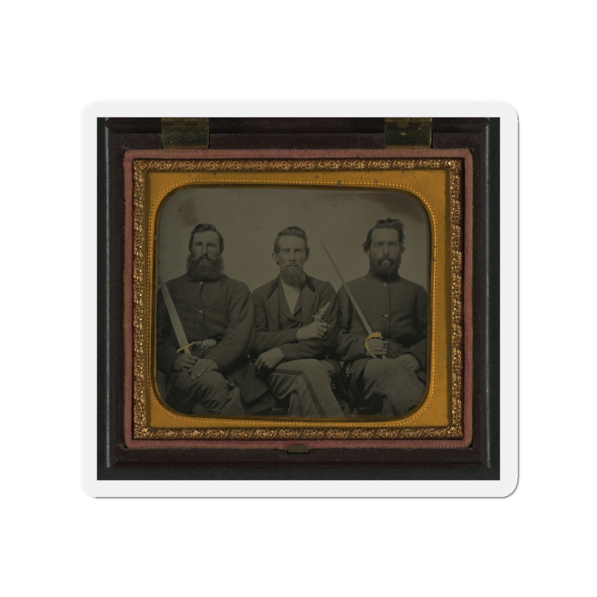 Three Unidentified Soldiers In Union Uniform With Swords And Revolver (U.S. Civil War) Refrigerator Magnet-3" x 3"-The Sticker Space