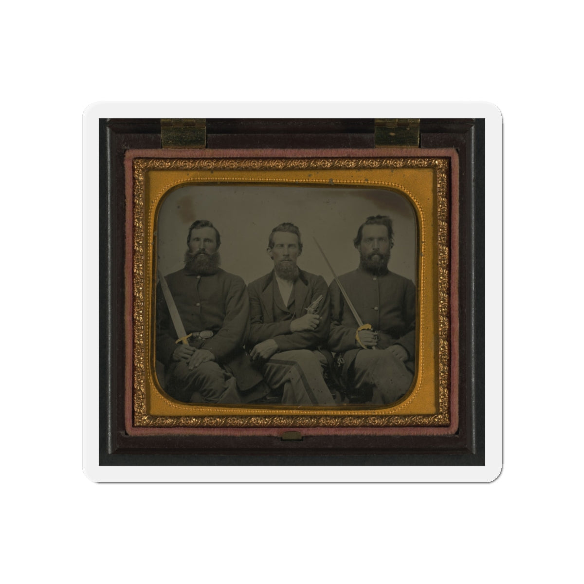 Three Unidentified Soldiers In Union Uniform With Swords And Revolver (U.S. Civil War) Refrigerator Magnet-4" x 4"-The Sticker Space