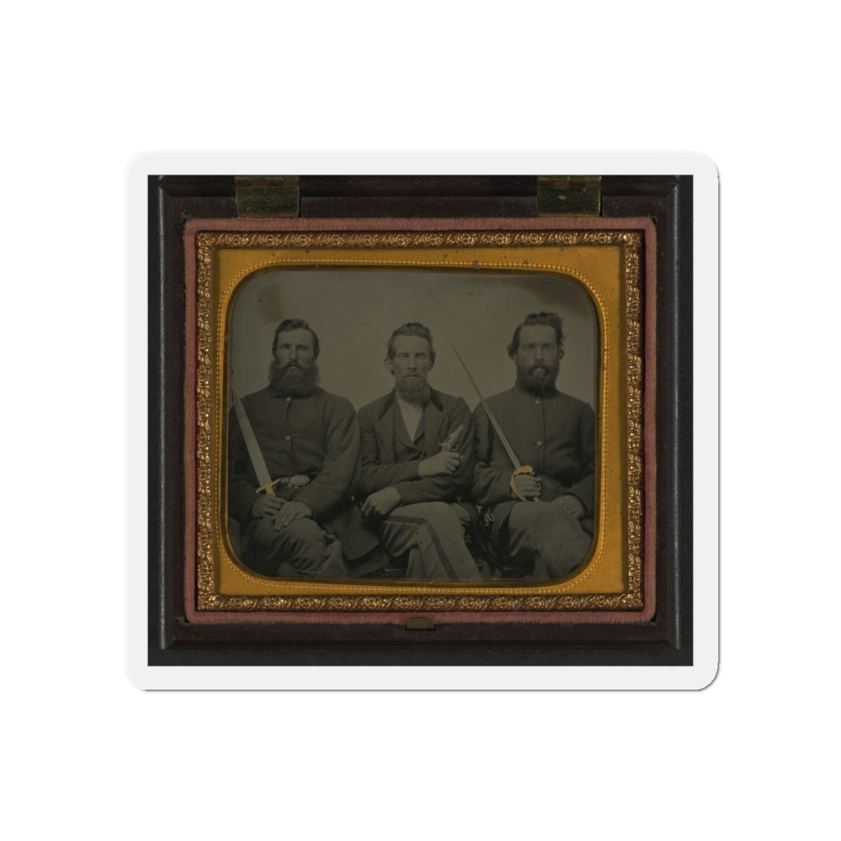 Three Unidentified Soldiers In Union Uniform With Swords And Revolver (U.S. Civil War) Refrigerator Magnet-5" x 5"-The Sticker Space